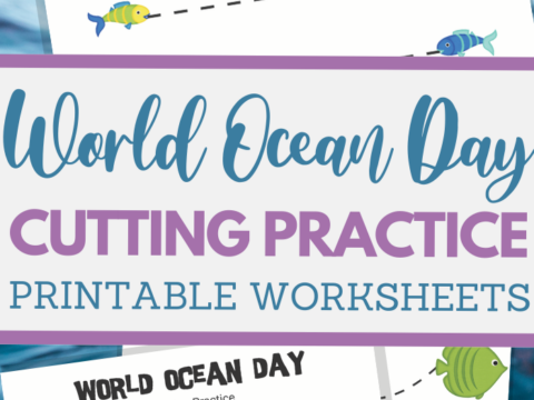 simple cutting worksheets for World Ocean Day