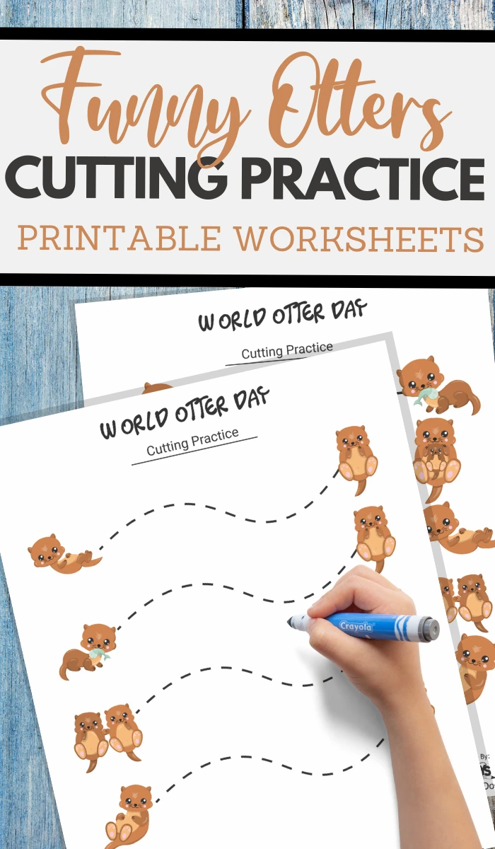 simple cutting worksheets for World Otter Day