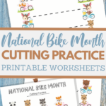 simple cutting worksheets for National Bike Month