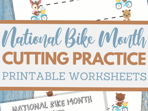 simple cutting worksheets for National Bike Month
