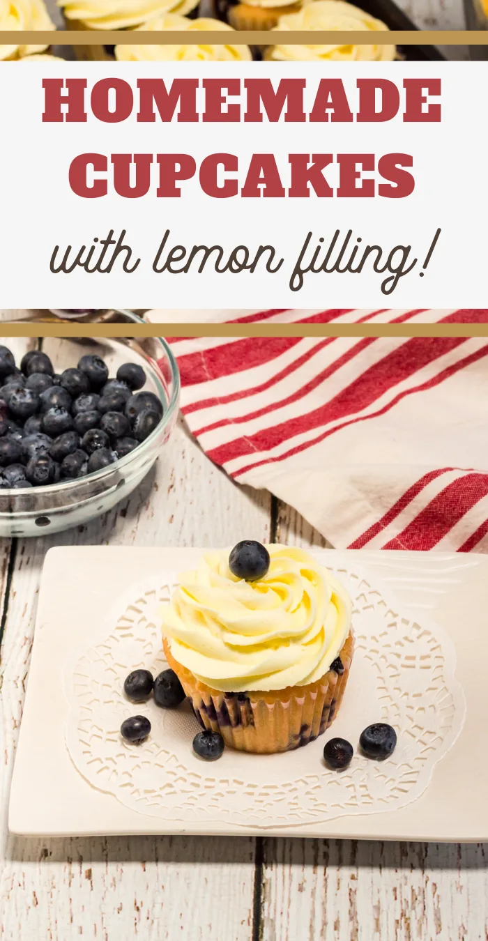blueberry cupcakes with a lemon filling