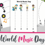 World Music Day themed cutting practice for preschool