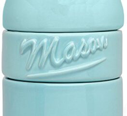 Image for Sparrow Decor Mason Jar Measuring Cups Set - Set of 4 Ceramic Measuring Cups (1/4, 1/3, 1/2, 1 Cup) in Rustic, Antique, Farmhouse Design Perfect for Your Kitchen (Blue)