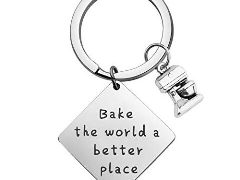 Image for MAOFAED Gift for Baker Bake the World a Better Place Culinary Student Gifts Bake Lover Keychain Gift (KR-Baker Keychain)
