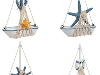 Image for Miniature Sailing Boat Model, Nautical Home Decor (4.4 x 6.8 x 1.25 in, 4 Piece Set)