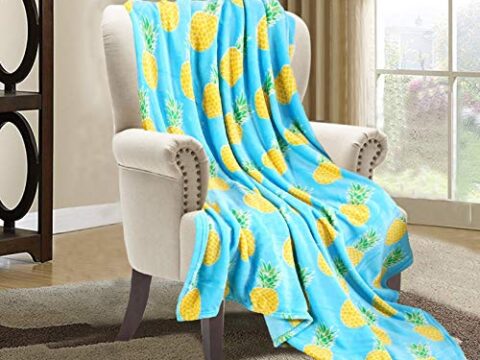Image for Valerian Luxury Velvet Super Soft Light Weight Blanket Prints Fleece Year Round Home Decor Fuzzy Warm and Cozy Throws, Couch and Gift, 50 x 60 inch, Pineapple