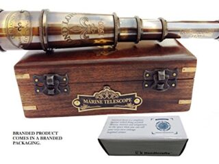 Image for DOLLOND London 1920 Marine Collectible Décor Nautical Spyglass Antique Mounted Solid Brass 15 Inch Pirate Telescope with Wooden and Branded corrugate Box.