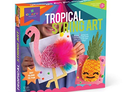 Image for Craft-tastic DIY String Art – Craft Kit for Kids – Everything Included for 2 Arts & Crafts Projects – Features a Fun Flamingo & Pineapple Patterns