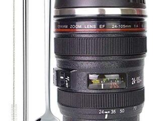 Image for Coffee Mug,Camera Lens Cup with Sipping Lid,Super Bundle(Spoon+Straw+Brush),Stainless Steel Travel Mug,Beer Tumbler,Photographer Tea Cup,Novelty Filmmaker Coffee Mugs for All Festival,by POXIWIN