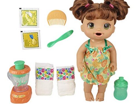 Image for Baby Alive Magical Mixer Baby Doll Tropical Treat with Blender Accessories, Drinks, Wets, Eats, Brown Hair Toy for Kids Ages 3 and Up