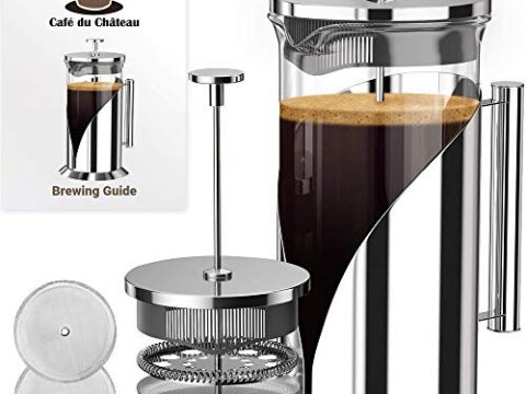 Image for Cafe Du Chateau French Press Coffee Maker - Large 34 Oz Glass Carafe - Stainless Steel Coffee Presses with 4 Level Filter