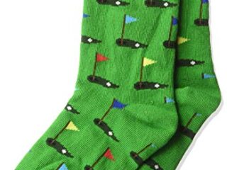 Image for Hot Sox Boys' Big Sports Series Novelty Casual Crew Socks, Golf (Green), Large/X-Large Youth