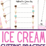 simple cutting worksheets for your National Ice Cream Day Unit Study