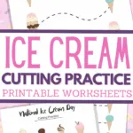 Ice Cream Cones themed scissor skills sheets for fine motor practice