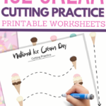 Ice Cream Unit Study cutting practice worksheets for preschoolers
