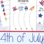 July 4th Unit Study cutting practice worksheets for preschoolers