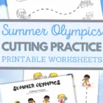 Summer Olympics themed scissor skills sheets for fine motor practice