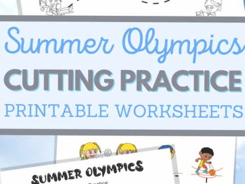 Summer Olympics themed scissor skills sheets for fine motor practice
