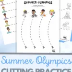 SUmmer Olympics themed cutting practice for preschool