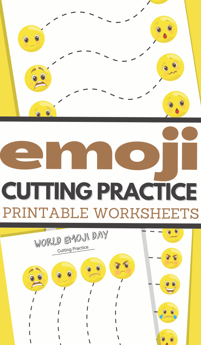 World Emoji Day themed cutting practice for preschool