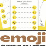 emoji Unit Study cutting practice worksheets for preschoolers