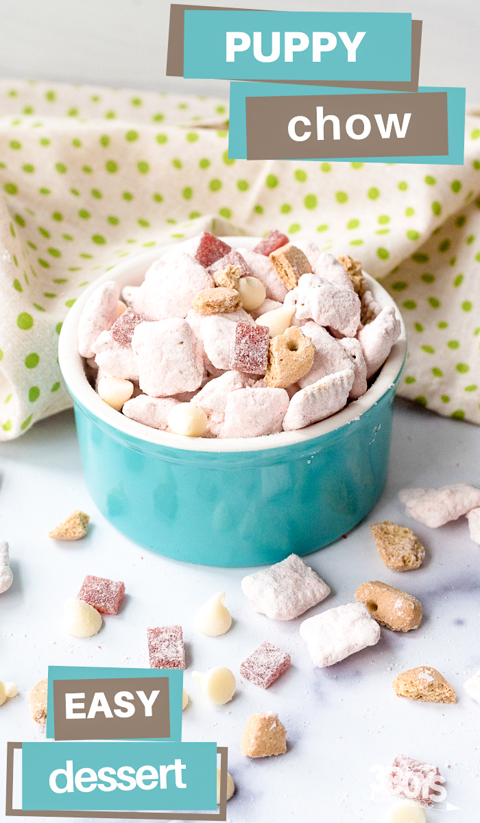 Strawberry Cheesecake Puppy Chow by 3 Boys and a Dog - WEEKEND POTLUCK 485
