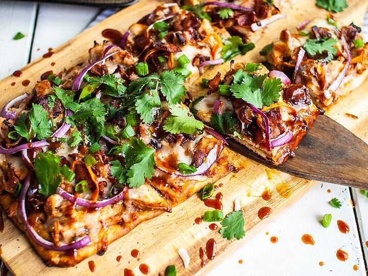 Image for 20 Minute Savoury Bacon, Onion and BBQ Chicken Flatbread Pizzas