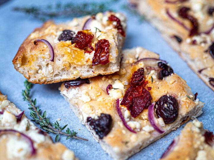 Image for Sun Dried Tomato Focaccia with Feta and Kalamata Olives (Bread Maker Recipe)
