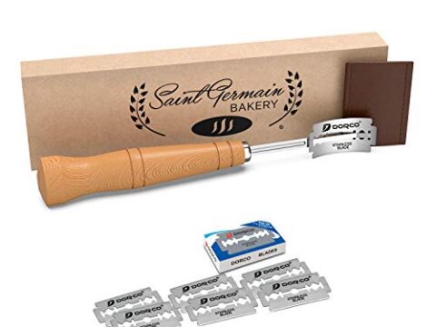 Image for SAINT GERMAIN Premium Hand Crafted Bread Lame for Dough Scoring Knife, Lame Bread Tool for Sourdough Bread Slashing with 6 Blades Included with Replacement with Authentic Leather Protector Cover