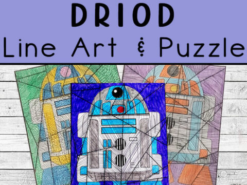 Image for Star Wars Inspired Droid Line Art and Puzzle