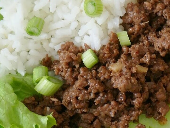 Image for Korean Ground Beef and Rice Lettuce Wraps Recipe