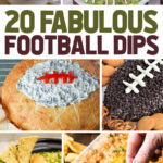 collage image showing 6 of the 20 Delicious Dips for Football Season