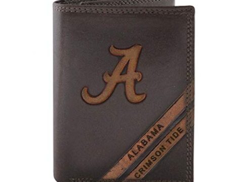 Image for NCAA Alabama Crimson Tide Zep-Pro Pull-Up Leather Trifold Embossed Wallet, Brown