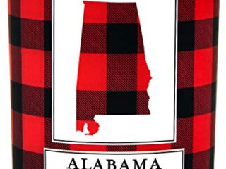 Image for Alabama Buffalo Plaid Scented Soy Candle | Fraser Fir, Pine Needle, Cedarwood | 10 Oz. Glass Jar Candle | Made in The USA | Decorative Candles | Going Away Alabama Gifts for Friends | State Candles
