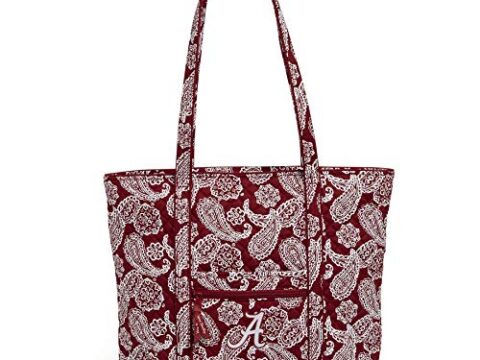 Image for Vera Bradley Collegiate Vera Tote Bag (Multiple Teams Available), The University of Alabama Cardinal/White Bandana