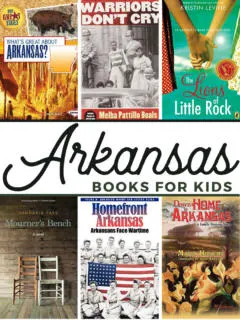 collage images of 6 book covers from this list of Arkansas Books for Kids