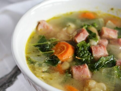 Image for 15 Minute White Bean and Ham Soup with Kale
