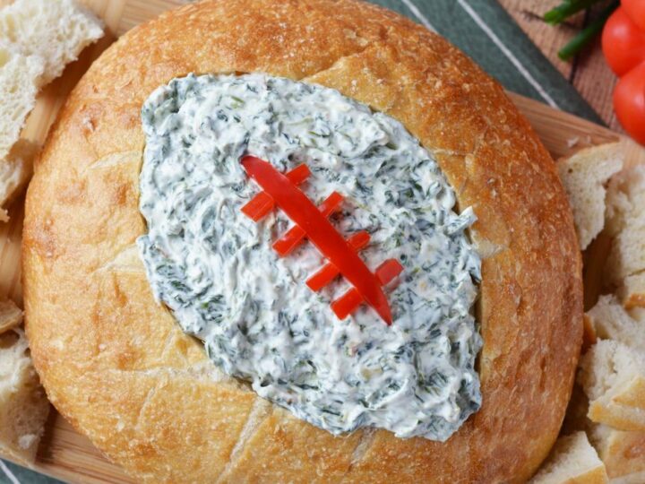 Image for Football Shaped Bread Bowl With Spinach Dip