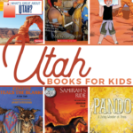 collage of 6 bookcovers from this list of 26 Utah Books for Kids