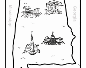 Image for Map of Alabama | Worksheet | Education.com