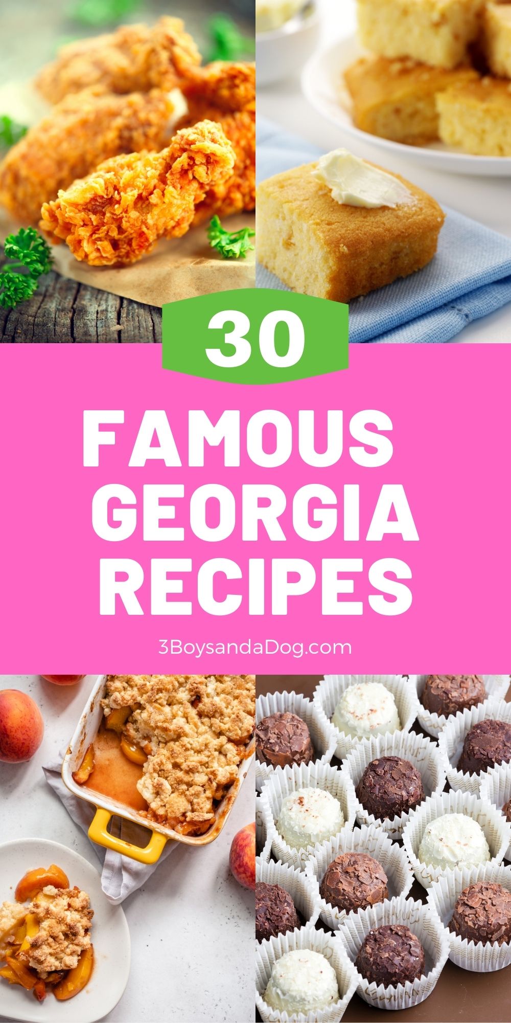 feature pin with four images of famous Georgia foods