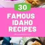 feature pin with four food images for famous Idaho dishes