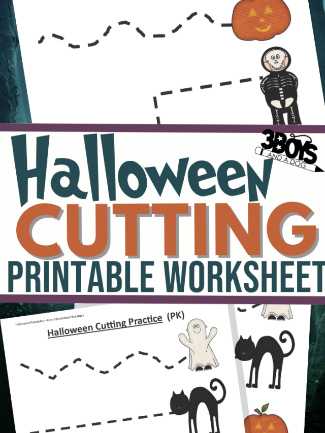 Halloween Cutting Worksheets Story
