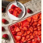 pin with "30 Famous Iowa Recipes" and an image of Strawberry Pretzel Pie