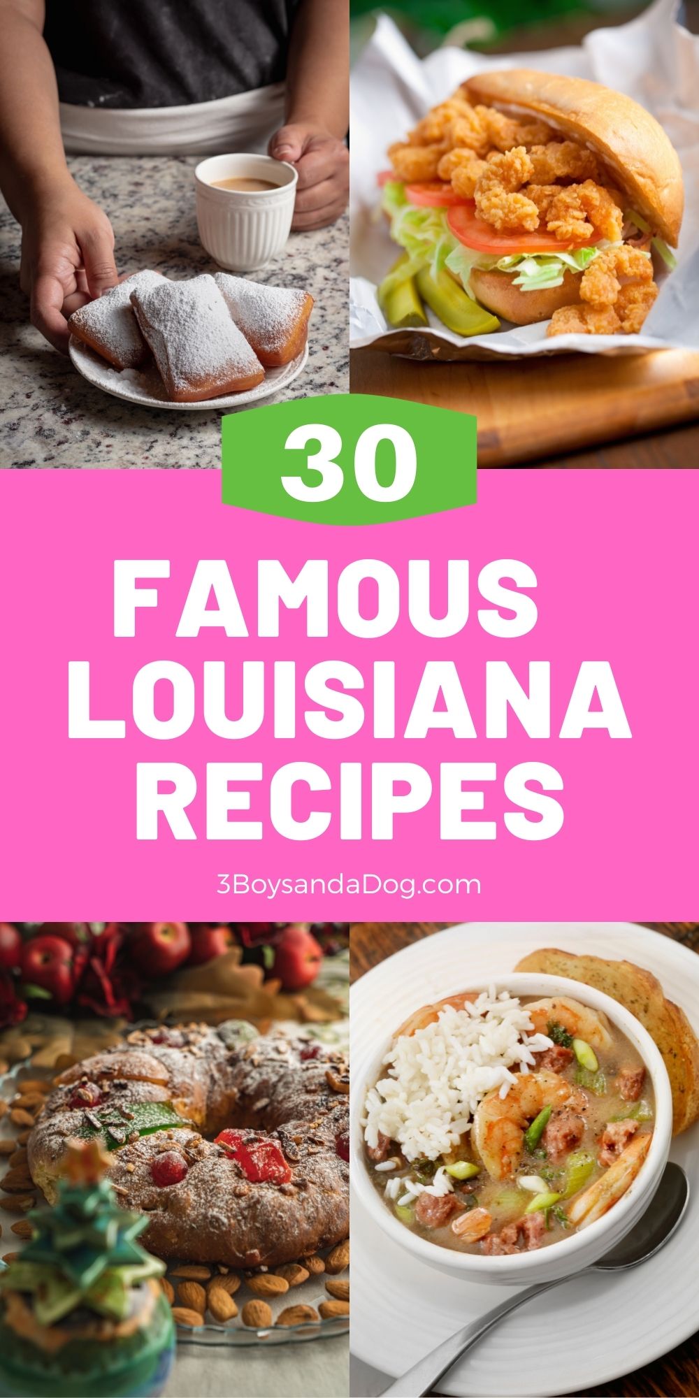 Pin of Famous Louisiana Recipes with four images