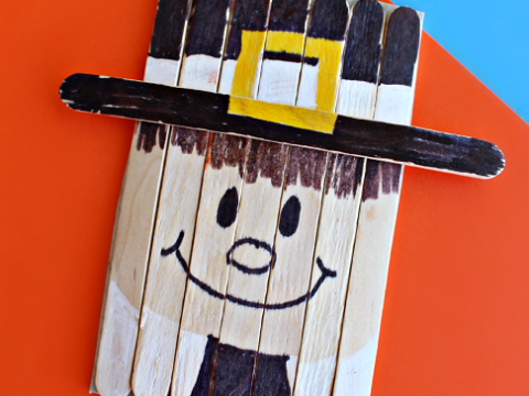 Image for Popsicle Stick Pilgrim Craft for Thanksgiving
