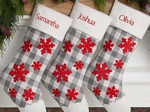 Image for Farmhouse Snowflake Personalized Christmas Stocking