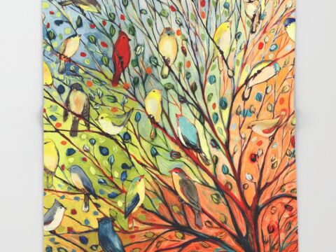 Image for 27 Birds Throw Blanket by Jennifer Lommers