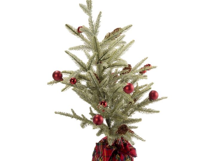 Image for 26in. Red Ball Pine Christmas Tree Burlap Pot