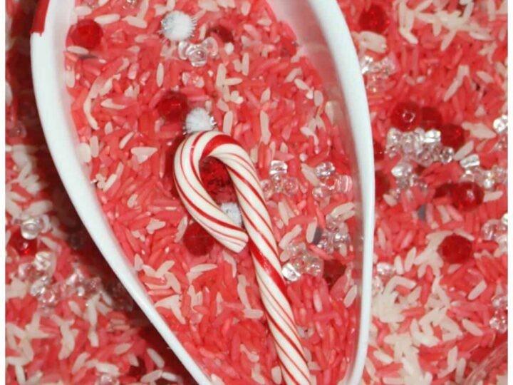 Image for Candy Cane Sensory Play Rice Sensory Bin